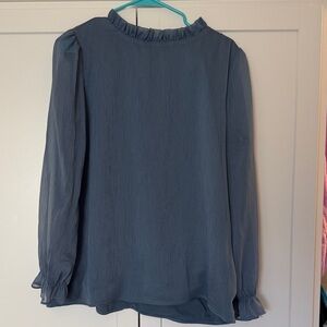 Chic Ruffled Women's Blouse in Deep Blue